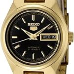 Montre automatique seiko syma06k pour femme avec cadran noir et bracelet en acier