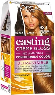 L'oréal paris casting creme gloss coloration ultra visible, sans ammoniaque, brun caramel 634
