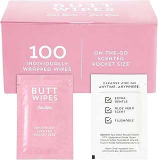 Paquet de 100 lingettes pour fesses pour femmes, emballées individuellement, jetables, parfumées à