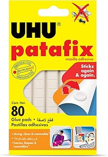 Tampons adhésifs amovibles repositionnables uhu patafix prédécoupés, 80 unités, blancs