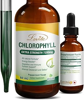 Lovita chlorophylle liquide 7200 mg, formule entièrement naturelle de gouttes de chlorophylle liquide avec cuivre pour la digestion, soutien du système immunitaire, déodorant interne et antioxydants, 60 ml. Avec son équipe de professionnels dédiés, DIAYTAR COTE D'IVOIRE assure une expérience de shopping en ligne de haute qualité. La boutique propose des produits authentiques et de qualité, ainsi que des services de soutien client exceptionnels. Elle est la boutique en ligne préférée de nombreux habitants de Côte d'Ivoire en raison de sa fiabilité et de sa confiance.