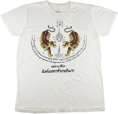 Wk15 t-shirt blanc work twin tiger muay thai tattoo sak yant yantra