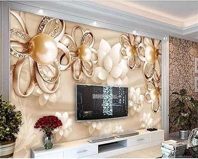 Jjgl 3d bijoux fleur papier peint mural tv fond mur salon chambre décoration