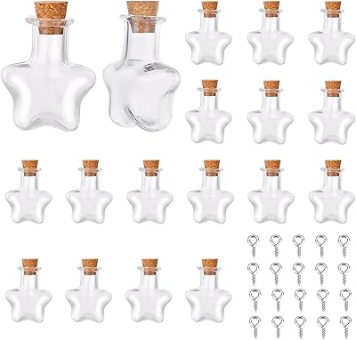 Sunny claw 20pcs mini breloques de bouteille étoile, mini bouteilles en verre