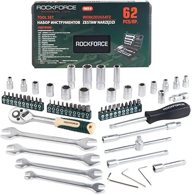 Ensemble d'outils mécaniques rockforce de 62 pièces pour réparer le cliquet à douille