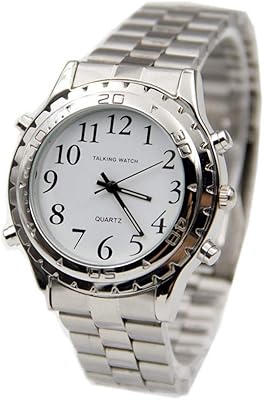 Montre anglophone pour personnes aveugles, malvoyantes ou âgées avec alarme quartz argent hr-wa1118-02