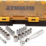 Jeu de douilles à entraînement métrique/sai dewalt, entraînement 1/4", 25 pièces (dwmt73805)