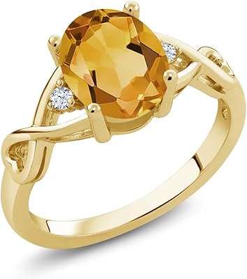 Bague de fiançailles pour femme en argent plaqué or jaune 18 carats
