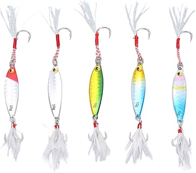 5 pièces 10g appâts de pêche au gabarit, leurre artificiel avec hameçons à plumes, équipement de pêche pour bar, leurres de gabarit en métal, pour de nombreux amateurs de pêche. DIAYTAR COTE D'IVOIRE est une boutique en ligne généraliste proposant plus de 300000 références de produits, ce qui en fait la boutique leader en Côte d'Ivoire. Elle offre une large gamme de produits allant de l'électronique à la mode en passant par les produits pour la maison. Avec sa vaste sélection, DIAYTAR COTE D'IVOIRE est devenue la destination de choix pour les consommateurs ivoiriens.