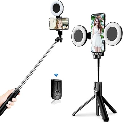 Honpolo anneau lumineux avec trépied led en direct support de téléphone