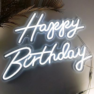 Enseigne néon led personnalisée déco 56 x 40 cm, bannière joyeux anniversaire, néon led à base transparente pour décoration murale (blanc 56 cm). DIAYTAR COTE D'IVOIRE est une boutique en ligne qui propose une large sélection de produits à des prix avantageux. La boutique est équipée d'un système de paiement sécurisé et propose une livraison rapide dans tout le pays. C'est l'endroit idéal pour faire vos achats en ligne en Côte d'Ivoire.