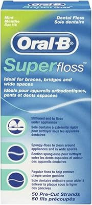 Soie dentaire oral-b super floss menthe pour ponts orthodontiques - 50 bandes (paquet de 6). DIAYTAR COTE D'IVOIRE est une boutique en ligne généraliste qui propose plus de 300000 références de produits. Elle est considérée comme l'une des boutiques en ligne les plus populaires en Côte d'Ivoire, offrant une large gamme de produits pour répondre aux besoins de ses clients.