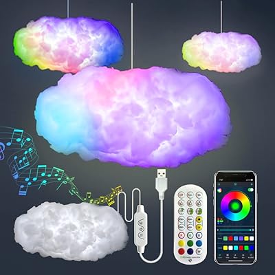 Kit de lumière 3d big cloud lightning, synchronisation de musique, blanc chaud, multicolore