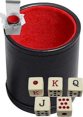Ensemble de gobelets à dés en cuir pu noir avec doublure en feutre de velours rouge + dés de poker espagnol ivoire (boîte cadeau).  DIAYTAR COTE D'IVOIRE est une boutique en ligne qui vise à offrir une expérience de shopping en ligne unique et personnalisée à ses clients. Avec plus de 300 000 références de produits, la boutique propose une grande variété de choix pour les clients. La boutique est également réputée pour son service client de haute qualité et sa politique de retour flexible.