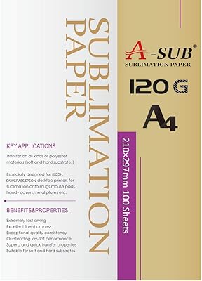 Papier de sublimation a-sub a4, 210 x 297 mm, 100 feuilles, 120 g/m2