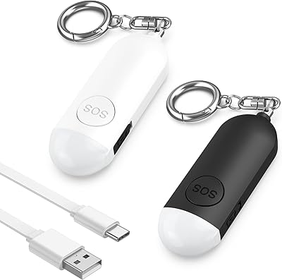 Sirène personnelle - 2 haut-parleurs doubles 130 db, rechargeables, lumière led, parfaites