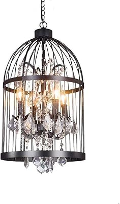 Lustre suspendu industriel en cristal, lustre de plafond en cristal à 4 lumières