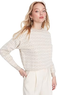 Trendyol pull uni à col rond pour femme (lot de 1), beige, s