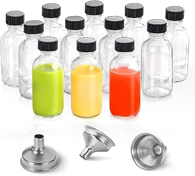 Fuvo lot de 12 mini bouteilles en verre transparent de 2 oz