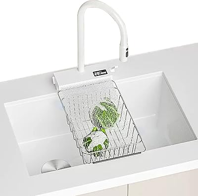Évier de cuisine sous évier en acier inoxydable blanc avec affichage de la température,