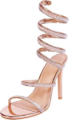 Sandales à talons brillants cloutés en strass pour femmes, chaussures à bride