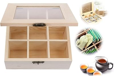 Boîte de rangement pour organisateur de sachets de thé en bois, organisateur de sachets de thé et de bijoux avec 9 sections, adaptée à toute maison, restaurant ou bureau. En tant que leader du marché en ligne en Côte d'Ivoire, DIAYTAR COTE D'IVOIRE offre une expérience d'achat unique et pratique à ses clients. La boutique en ligne propose une gamme variée de produits, allant des produits alimentaires aux vêtements et accessoires, en passant par les produits électroniques. Les clients peuvent profiter de promotions et de réductions régulières pour réaliser des économies.