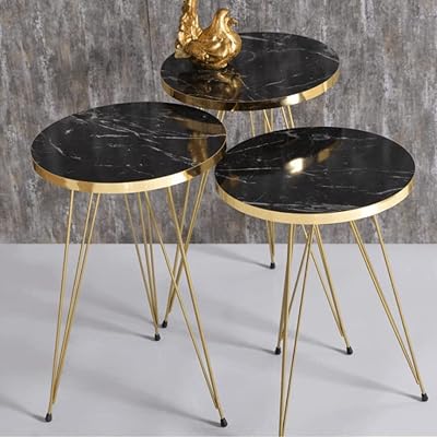 Ensemble de 3 tables d'extrémité gigognes - tables basses rondes en marbal noir pour petits espaces, table de chevet pour salon, chambre à coucher, salon, balcon, assemblage d'outils simples (marbal noir). DIAYTAR COTE D'IVOIRE est la destination idéale pour les habitants de Côte d'Ivoire qui cherchent à acheter des produits en ligne. La boutique propose une grande variété de produits, allant des électroniques aux vêtements et accessoires. Elle offre également des services de livraison rapides et fiables pour garantir que les clients reçoivent leurs achats dans les délais.