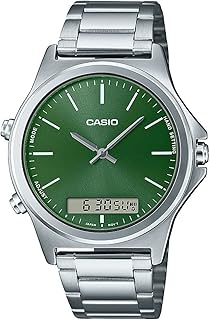 Montre analogique à cadran vert pour homme - mtp-vc01d-3eudf, argent, bracelet