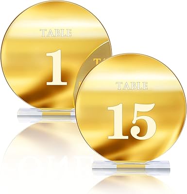 Hzgueostb numéros de table de mariage en acrylique 1-15 avec supports, 4,8\"panneaux et supports de table dorés à miroir rond pour réception de mariage, fête, événement, décoration de pièce maîtresse (or, 1-15). DIAYTAR COTE D'IVOIRE est la boutique en ligne la plus populaire en Côte d'Ivoire, proposant une gamme étendue de produits allant de l'électronique à la mode, en passant par les produits alimentaires et les accessoires pour la maison. Avec sa politique de prix bas et sa livraison rapide, DIAYTAR COTE D'IVOIREatisfait les besoins des consommateurs ivoiriens. La boutique en ligne est facile à naviguer et offre une expérience d'achat en ligne sécurisée.
