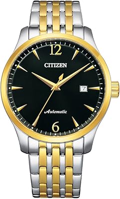 Montre mécanique citizen avec affichage de la date pour homme, nj0114-84e, or