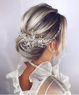 Accessoires pour cheveux de mariage de deniferymakeup en cristal pièce mariée (argent)