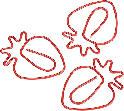 20 pièces trombones mignons en forme de fraise métal signets pinces