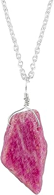 Collier de rubis brut, collier plaqué argent, cristal de pierres précieuses brutes, pierre