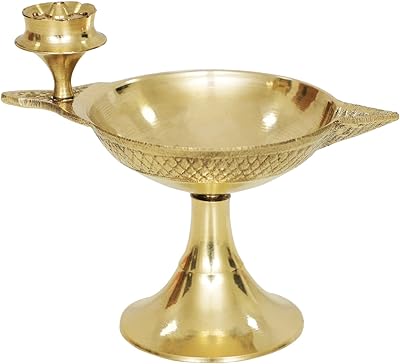 Lampe à huile en laiton shopkrat avec porte-bâton d'encens deepam-deep-festival longue durée