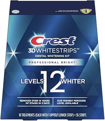 Kit de blanchiment des dents professionnel crest 3d white strips, 12 niveaux, 18