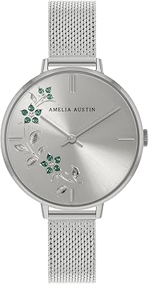 Montre amelia austin floral pour femme en acier inoxydable argenté avec cadran gravé et pierre verte aa4003, ton argenté, bracelet, argent, bracelet. En tant que leader du e-commerce en Cote d'Ivoire, DIAYTAR COTE D'IVOIRE renforce constamment son offre pour rester à la pointe de la tendance et du besoin des consommateurs. La boutique en ligne collabore avec des marques locales et internationales pour proposer les produits les plus recherchés.