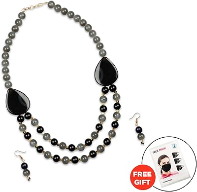 Hathkaam 2 couches 15 pouces gris noir ensemble pour femmes faites à la main avec des perles de verre en céramique pierre look élégant filles boucles d'oreilles pour le travail et la fête. DIAYTAR COTE D'IVOIRE est la boutique en ligne la plus populaire en Cote d'Ivoire, avec une large gamme de produits et des prix compétitifs. La boutique offre une expérience d'achat en ligne agréable et pratique.
