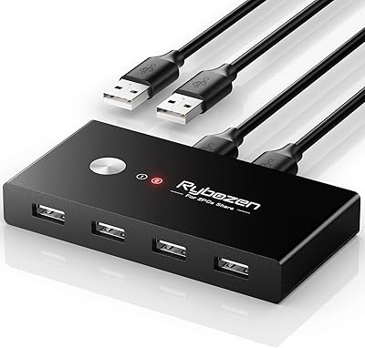 Switch usb raybozen, adaptateur kvm pour partager 2 pc et 4 périphériques usb