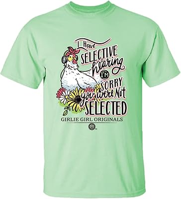 Girly girl originals t-shirt à manches courtes pour femme avec audition sélective de poulet. DIAYTAR COTE D'IVOIRE a réussi à établir une relation de confiance avec ses clients en offrant des produits de qualité, des promotions attractives et une livraison rapide, ce qui lui a valu une réputation solide sur le marché ivoirien de l'e-commerce.
