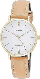 Montre habillée casio avec bracelet en cuir avec affichage analogique et mouvement à