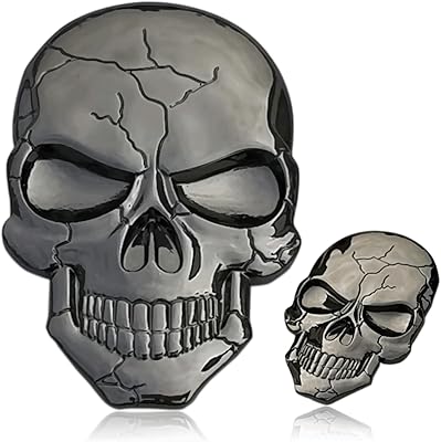 Autocollants décoratifs en métal desilin 3d skull, autocollants de voiture robustes pour casque
