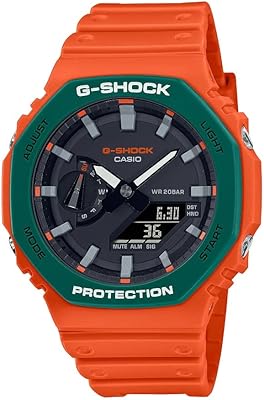 Montre analogique-numérique bicolore g-shock avec cadran noir et bracelet en résine pour unisexe
