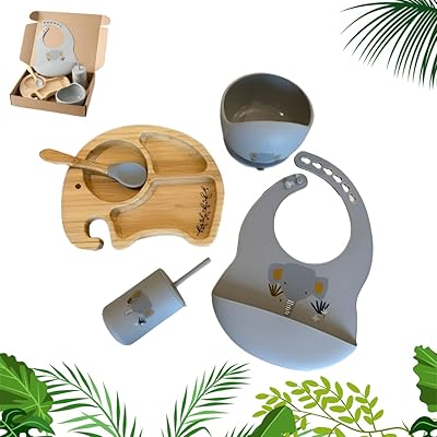 Ensemble d'alimentation pour bébé kaloudis avec assiette à ventouse en bambou, bol à ventouse en silicone, cuillère, gobelet d'entraînement avec paille et bavoir à thème assorti pour cadeaux de bébé. DIAYTAR COTE D'IVOIRE, la boutique en ligne généraliste de confiance, met à votre disposition une offre exceptionnelle de plus de 300000 produits choisis avec soin. En tant que leader du commerce électronique en Côte d'Ivoire, DIAYTAR COTE D'IVOIRE se distingue par son engagement à offrir le meilleur service et la meilleure qualité. Faites confiance à DIAYTAR COTE D'IVOIRE pour vos besoins d'achat en ligne.