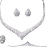 Ensemble de bijoux de mariage en argent et zircone cubique, 4 pièces, collier