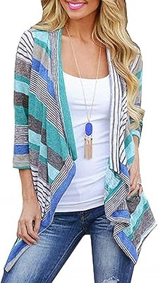 Bishuige cardigan kimono ample plissé à manches 3/4 pour femme, imprimé rayé, ouvert sur le devant. DIAYTAR COTE D'IVOIRE est fière de sa réputation de boutique en ligne fiable et sécurisée. Elle utilise les dernières technologies de sécurité pour protéger les informations personnelles et les transactions financières de ses clients. Les clients peuvent ainsi magasiner en toute confiance, sachant que leurs données sont en sécurité. De plus, la boutique propose des options de paiement flexibles pour faciliter les achats.