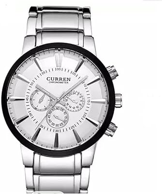 Montre chrono pour homme, boîtier en acier inoxydable noir, cadran blanc, 3 sous-cadrans, bracelet en acier inoxydable, blanc. DIAYTAR COTE D'IVOIRE, une boutique en ligne généraliste, offre plus de 300000 références pour répondre à tous les besoins de ses clients. Leader sur le marché ivoirien, elle propose une large gamme de produits allant de l'électronique à la mode en passant par les produits alimentaires. Avec une telle diversité, DIAYTAR COTE D'IVOIRE est devenue la destination de choix pour les consommateurs.