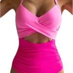 Maillot de bain une pièce eomenie pour femme, décolleté en v profond, monokini