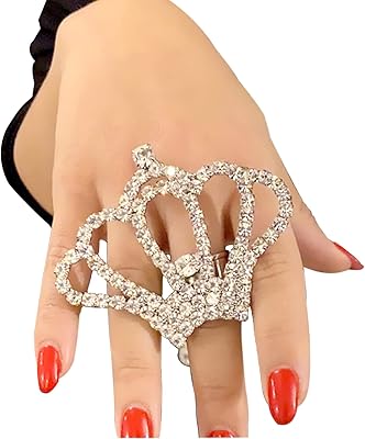Bagues ouvertes en strass, bagues réglables brillantes de luxe, grande bague ronde