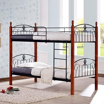 Lit superposé en bois massif avec 2 matelas médicaux, lit superposé en acier