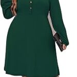 Robe d'automne mi-longue décontractée pour femme à manches longues et bas boutonné